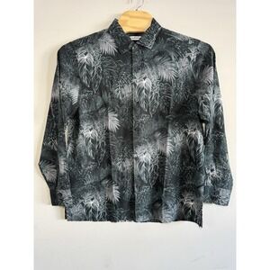 Tommy Bahama Mens Luminescent Fronds Silk Hawaiian Shirt Button Down L